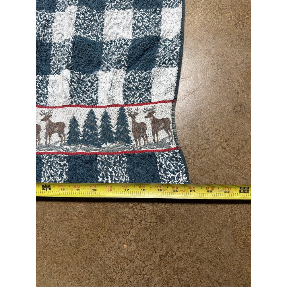 Vintage Christmas Green Plaid Deer Towels - Picture 9 of 10
